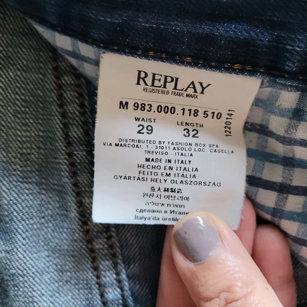 REPLAY R81 Mens Waitom Jeans Dark Blue W29 L32 Button Fly Selvedge Made In Italy